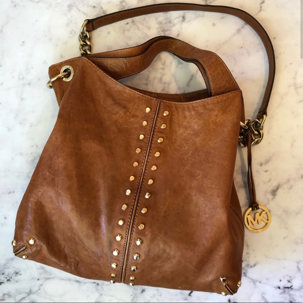 Michael Kors Camel leather shoulder tote bag